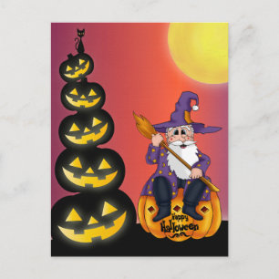 Carte Postale Cute Citrouille Halloween Père Noël 