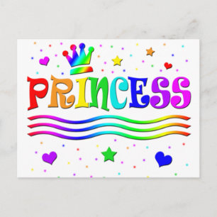 Carte Postale Cute Clip Cartoon Art Arc-en-ciel Princesse Tiara