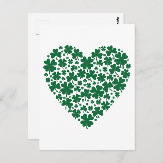 Carte Postale Cute Clover Coeurs Shamrocks St. Patrick's Day Cad (Devant / Derrière)