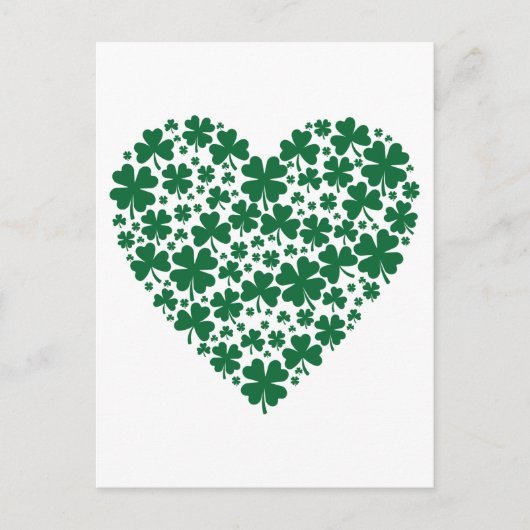 Carte Postale Cute Clover Coeurs Shamrocks St. Patrick's Day Cad (Devant)