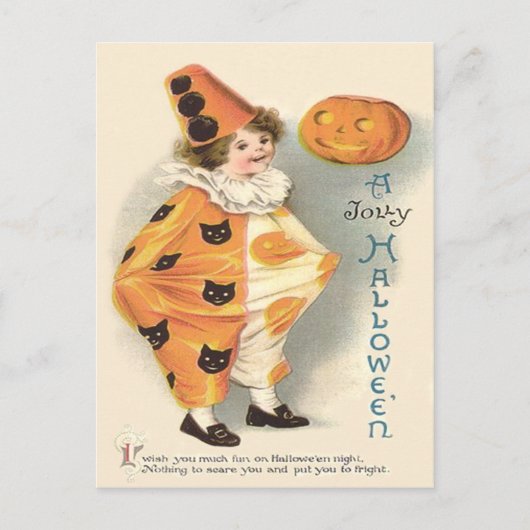 Carte Postale Cute Clown Jack-o'-lantern Citrouille (Devant)