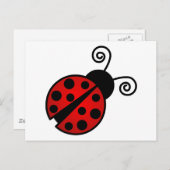 Carte Postale Cute coccinelle - Rouge et Noir (Devant / Derrière)
