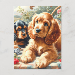 Carte Postale Cute Cocker Peinture Espagnole