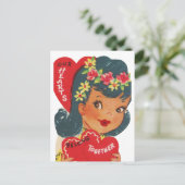 Carte Postale Cute coeur rétro vintage Valentine (Debout devant)