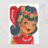 Carte Postale Cute coeur rétro vintage Valentine (Devant)