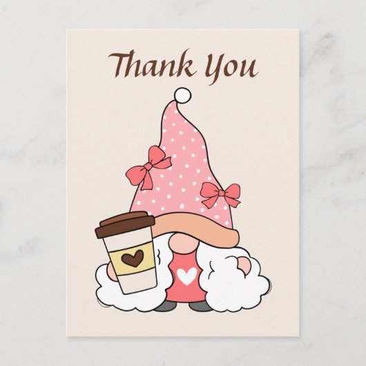 Carte Postale Cute coffee gnome ajouter du texte merci (Devant)