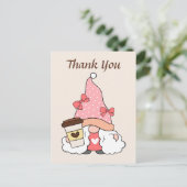 Carte Postale Cute coffee gnome ajouter un texte merci  (Debout devant)