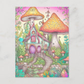Carte Postale Cute Coloré Psychédélique Champignons Art (Devant)