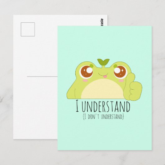 Carte Postale Cute Comprendre Grenouille verte (Devant / Derrière)