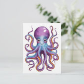 Carte Postale Cute confiture rose et bleu octopus (Debout devant)
