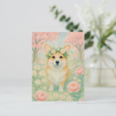 Carte postale Cute Corgi Spring Welsh Corgi Queen (Debout devant)