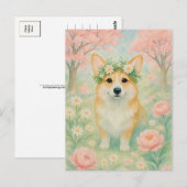 Carte postale Cute Corgi Spring Welsh Corgi Queen (Devant / Derrière)