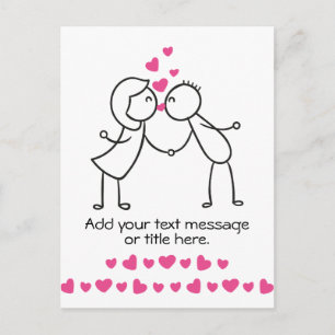 Carte Postale Cute Couple Kissing Ajouter Votre Texte