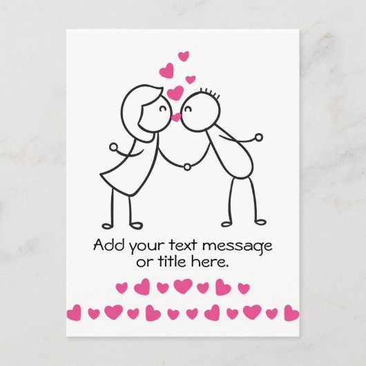 Carte Postale Cute Couple Kissing Ajouter Votre Texte (Devant)