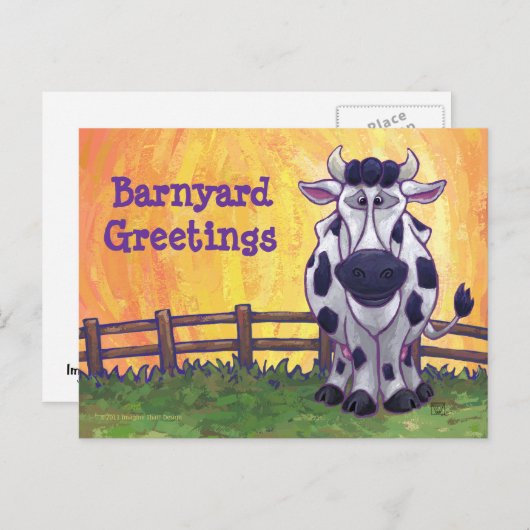 Carte postale Cute Cow (Devant / Derrière)