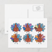 Carte postale Cute Crayon Turkeys Kids Art (Devant / Derrière)