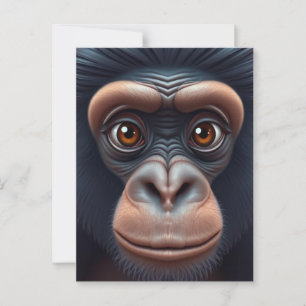 Carte Postale Cute Crazy Funny Chimpanzé Anime Portrait