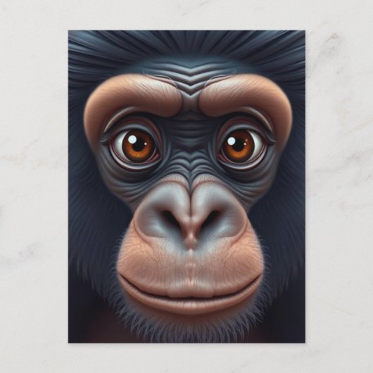 Carte Postale Cute Crazy Funny Chimpanzé Anime Portrait (Devant)
