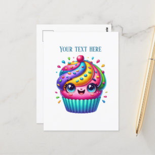 Carte Postale Cute cupcake amoureux boulangerie