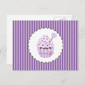 Carte Postale Cute Cupcake Avec Arrière - plan Gratté Violet (Devant / Derrière)