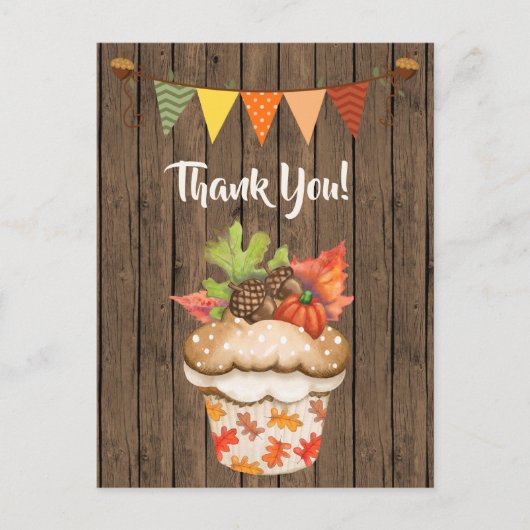 Carte Postale Cute Cupcake d'automne et Bunt Merci d'automne (Devant)