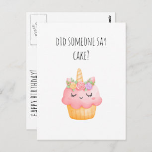 Carte Postale Cute Cupcake Funny Joyeux Anniversaire
