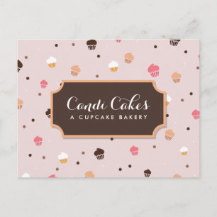 Carte Postale Cute Cupcakes Boulangerie Motif rose