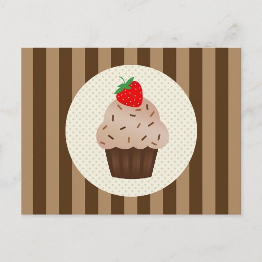Carte Postale Cute Cupcakes Brown Stripes Design (Devant)