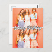 Carte Postale Cute Custom 2 photos Modèle Joyeux Anniversaire (Devant / Derrière)