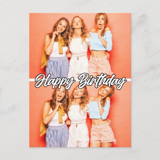 Carte Postale Cute Custom 2 photos Modèle Joyeux Anniversaire (Devant)