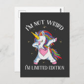 Carte Postale Cute Dabbing Unicorn Kid Limited Edition Fille (Devant / Derrière)