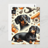 Carte Postale Cute Dachshund Motif (Devant / Derrière)