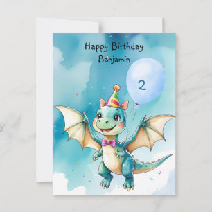 Carte Postale Cute Dinosaur rugir garçon Bonne fête d'anniversai