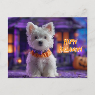 Carte Postale Cute Dog Happy Halloween Haunted House