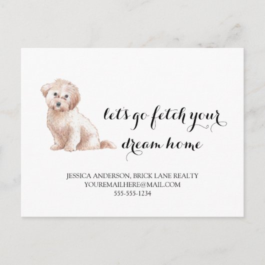 Carte Postale Cute Dog Immobilier Acheter Marketing (Devant)