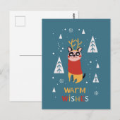 Carte Postale Cute Dog Postcard in Christmas (Devant / Derrière)