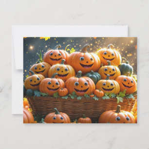 Carte Postale Cute drôle Halloween Thanksgiving Citrouilles