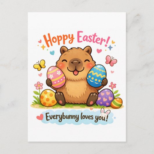 Carte Postale Cute Easter Capybara Eggs  (Devant)