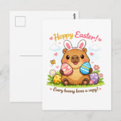 Carte Postale Cute Easter Capybara Eggs Bunny Ears (Devant / Derrière)
