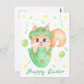 Carte Postale Cute écureuil de Pâques pour une humeur positive (Devant / Derrière)