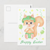 Carte Postale Cute écureuil de Pâques pour une humeur positive (Devant / Derrière)