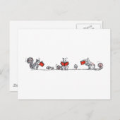 Carte Postale Cute écureuils Vintages Livres (Devant / Derrière)