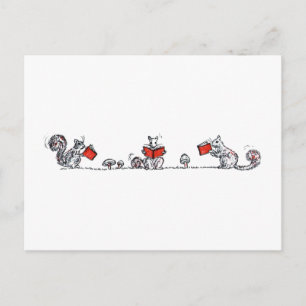 Carte Postale Cute écureuils Vintages Livres