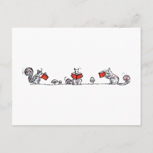 Carte Postale Cute écureuils Vintages Livres (Devant)