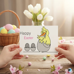 Carte Postale Cute Elegant Vintage Chicks dans Bonnets de Pâques