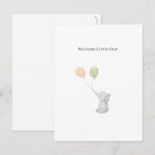Carte Postale Cute Elephant And Balloons Welcome New Baby Card. (Devant / Derrière)