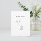 Carte Postale Cute Elephant And Balloons Welcome New Baby Card. (Debout devant)