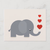 Carte Postale Cute elephant with hewhimsical love (Devant)