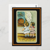 Carte Postale Cute Enfants Éffrayant Halloween Vintage (Devant / Derrière)