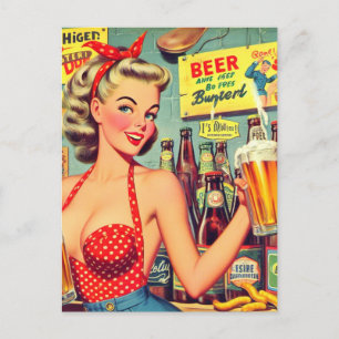 Carte Postale Cute épine de bière Vintage vers le haut